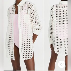 Solid & Striped The Oxford Eyelet Tunic in color Marshmallow